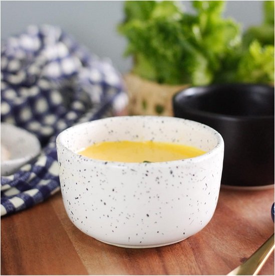 Ceramic Hand-Molded Speckled Spotted Miso | Small Soup Bowl x 2, Glossy White