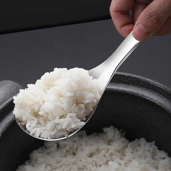 Steel Rice Paddle Rice Cooker Spoon Rice Servers Soup Ladle Oil Skimmer Spoon for Rice Maker Soup Cooking