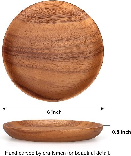 2-Pack Small Wooden Plates for Serving Appetizer Plate Snack Plate Mini Dinner Plate Round Charcuterie Board Cheese Plate Food Plate