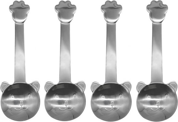 4 Pack Bear Short Handled Spoon Cute Animal Spoon 410 Stainless Steel Small Spoon