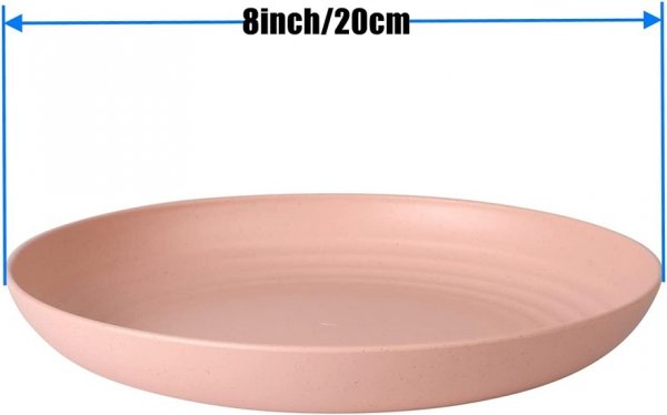 Wheat Straw Plates Lightweight Unbreakable Dinner Dishes Plates Set Dishwasher & Microwave Safe (Large 4 Pack 8')